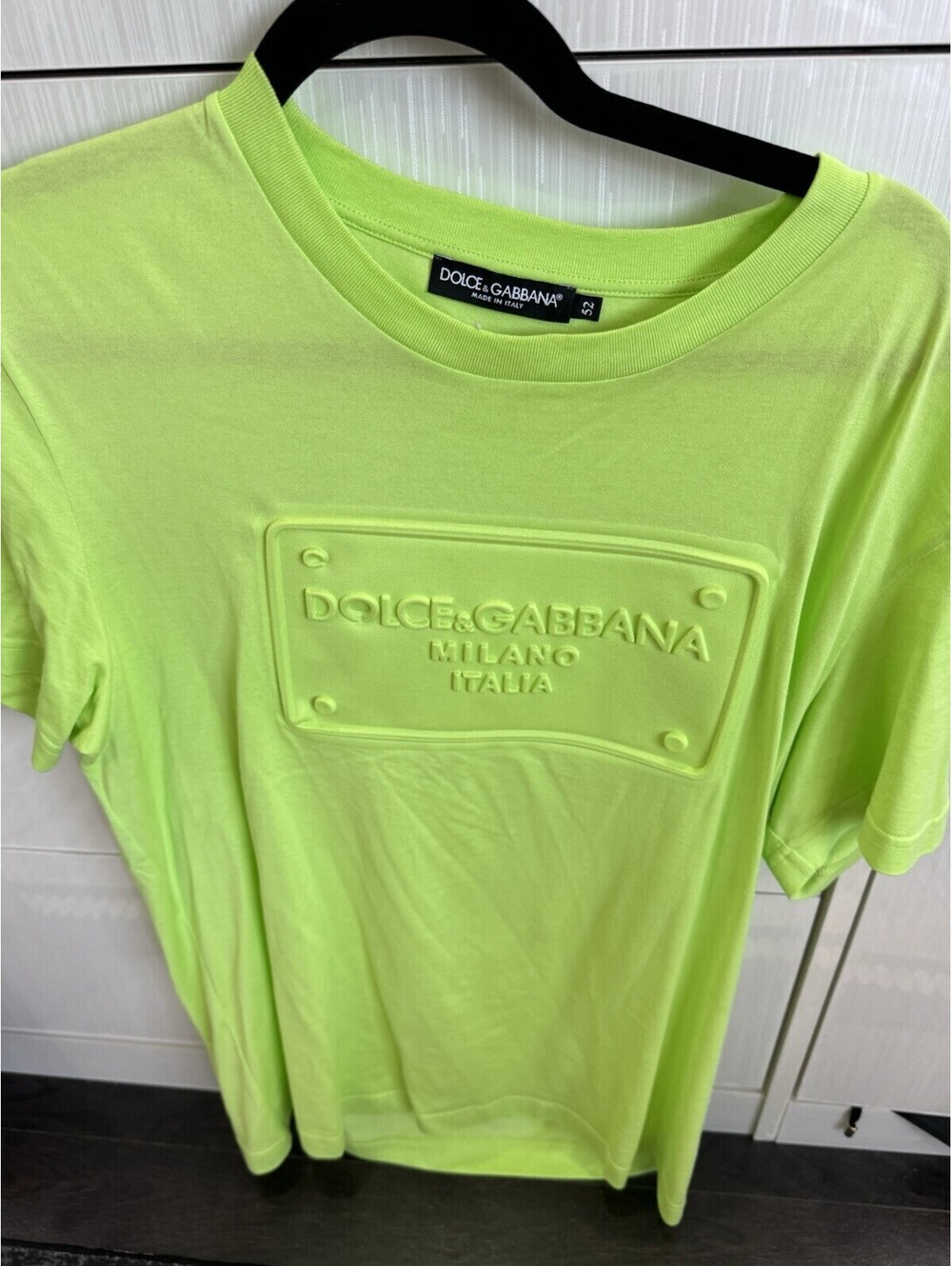 DOLCE & Gabbana Lime Green Imprinted T Shirt Size 52